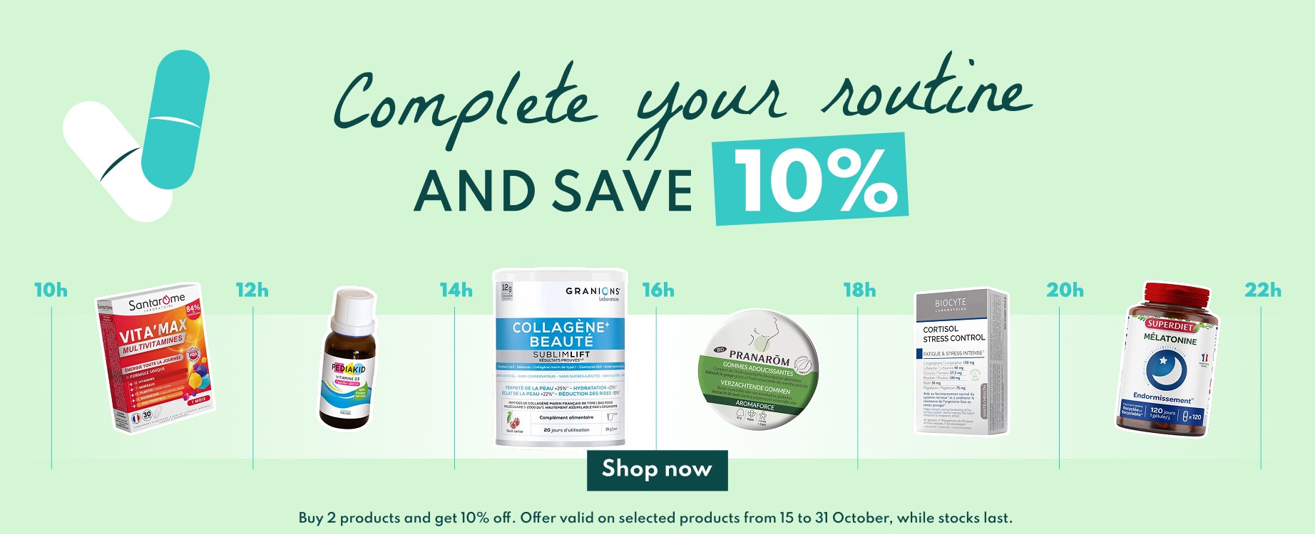 Complete your routine: buy 2 products and get 10% off