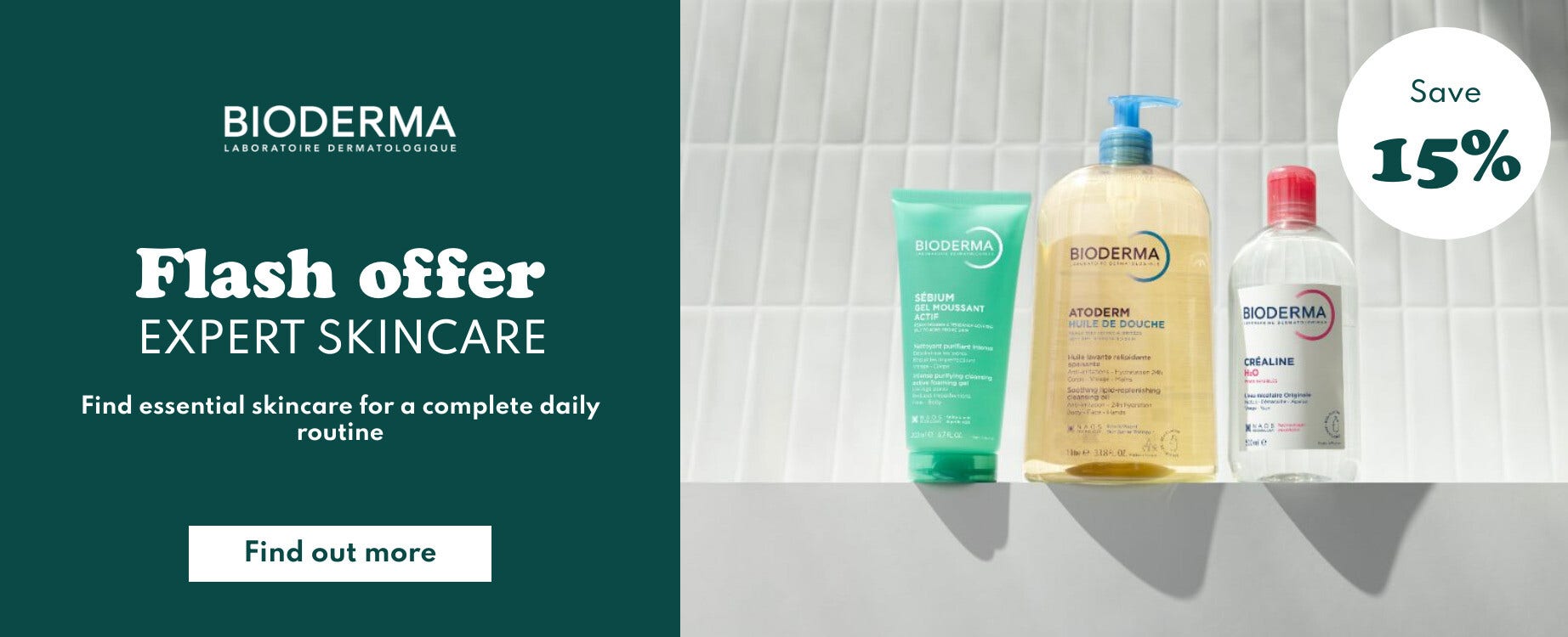 Flash offer Bioderma: 15% off