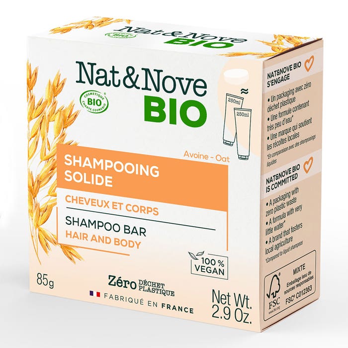 Certified Solide Organic Hair & Body Shampoo 85g NAT&NOVE BIO