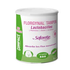 Saforelle Florgynal Tampons with Lactobacillus for menstruation Compact Super with Applicator X9