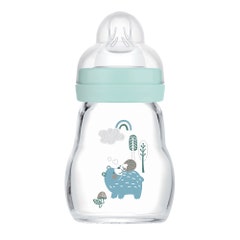 Mam Nature Glass Baby Bottle Aqua Teat Flow 1