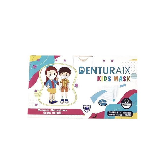 Denturaix Disposable Children's Surgical Masks blue x50 Type IIR EN 14683:2019+AC:2019 Vog Protect
