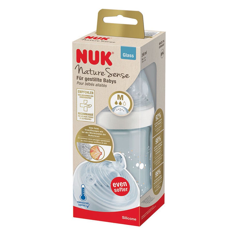 Nuk Temperature Control Nature Sense Baby Bottle Mixed Size M Glass to  months 240ml