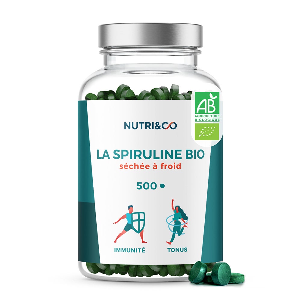 NUTRI&CO Organic colddried Spirulina from Tamil Nadu 500 tablets Easypara