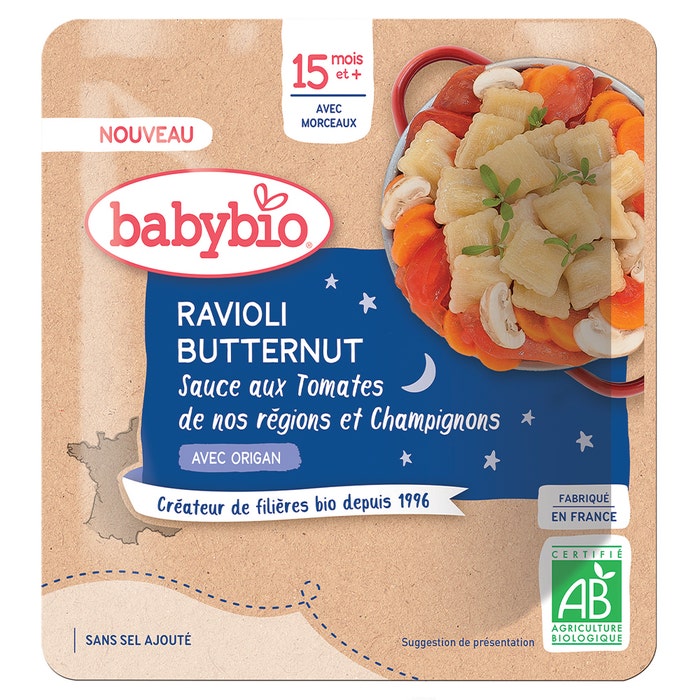 Babybio Butternut ravioli with regional tomato and mushroom sauce From 15 Months 190g