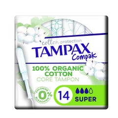 Tampax Compack Cotton Protection Super pads Bioes cotton x14