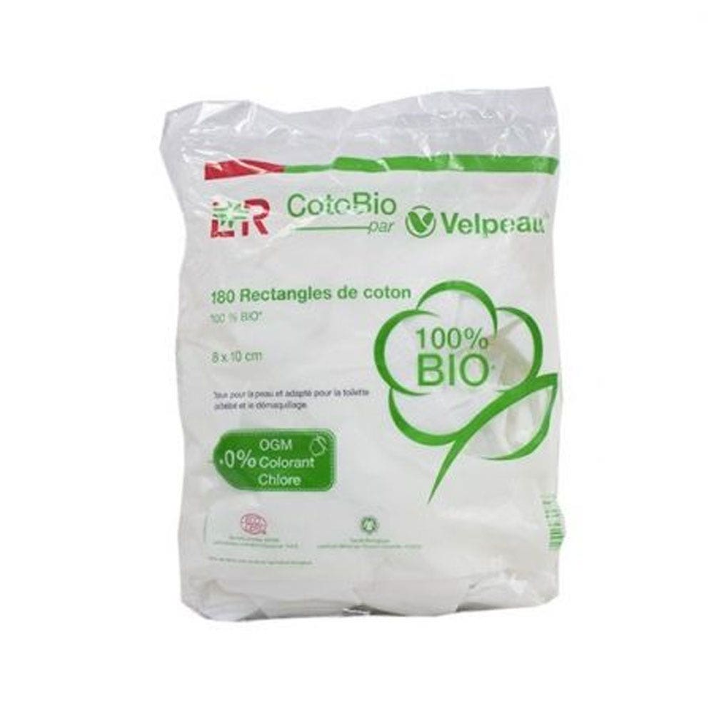 Lohmann Rauscher Cotopads 8x10 Cm Cotton Pads bio par Velpeau 180 Pièces