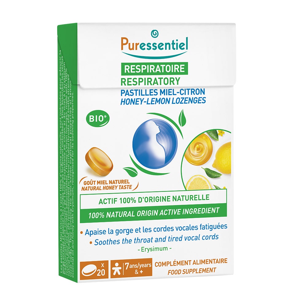 Puressentiel Respiratory Breathing Throat Pastilles Honey-Lemon x20