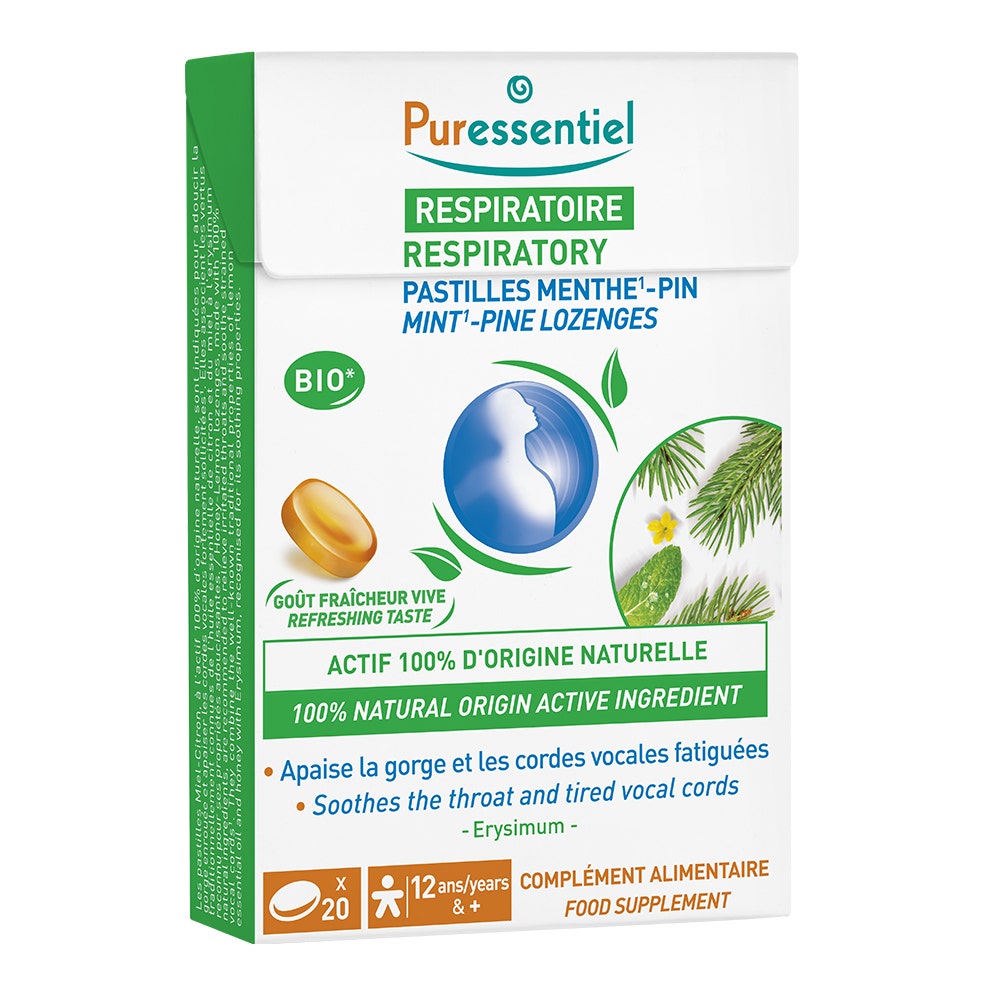 Puressentiel Respiratory Breathing Throat Pastilles Mint-Pine x20