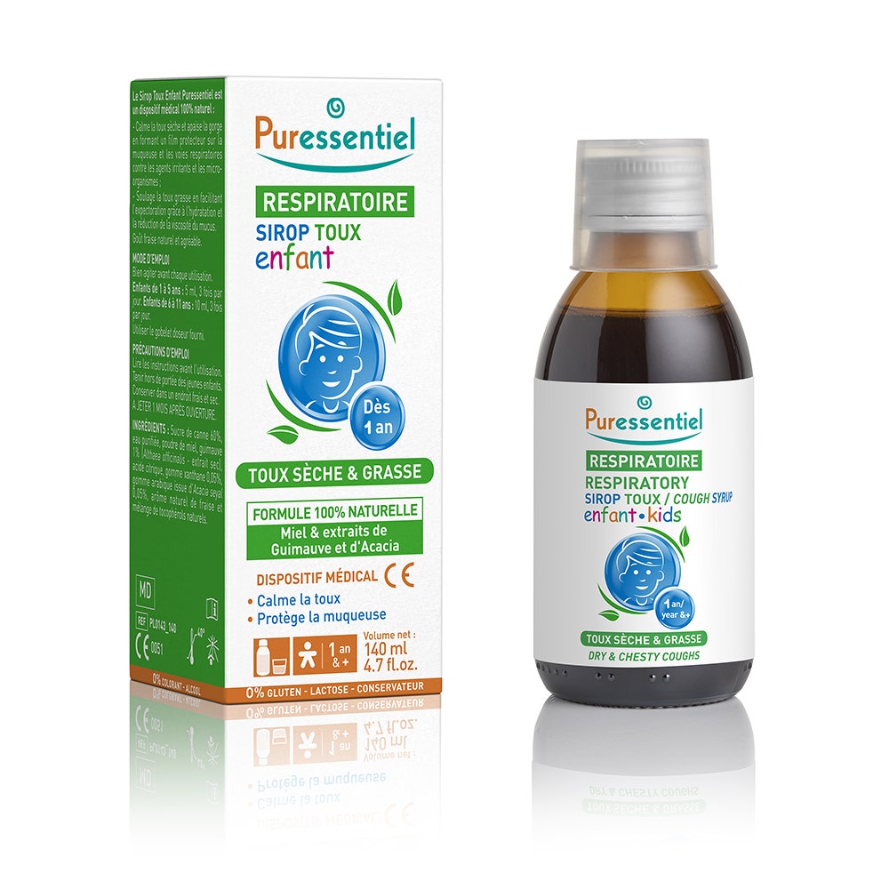 Puressentiel Respiratory Dry and Chesty Cough Syrups Children aged 1 and over 140ml