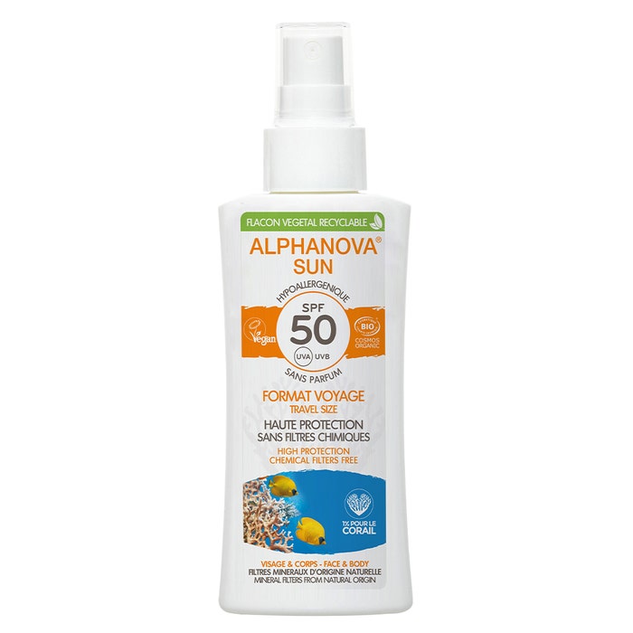 Organic Sun Spray SPF50 Travel Size 90g Alphanova
