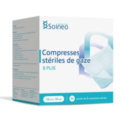 Soineo Sterile 8-ply gauze bandages 10x10cm x50 bags of 2