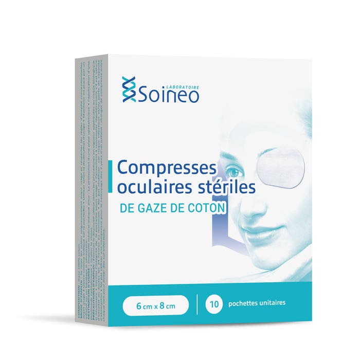 Sterile eye bandages 6x8cm x10 single pouches Soineo