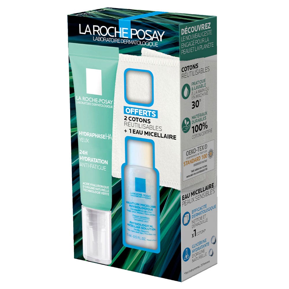 La Roche-Posay Hydraphase HA Eye Cream+ Micellar Water 15ml + Reusable pads