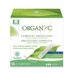 Organyc Organic Tampons Super Compact Applicator X16 x16