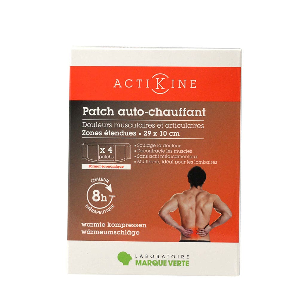 Marque Verte ActiKine Self-heating adhesive patches 29x10cm 4 units