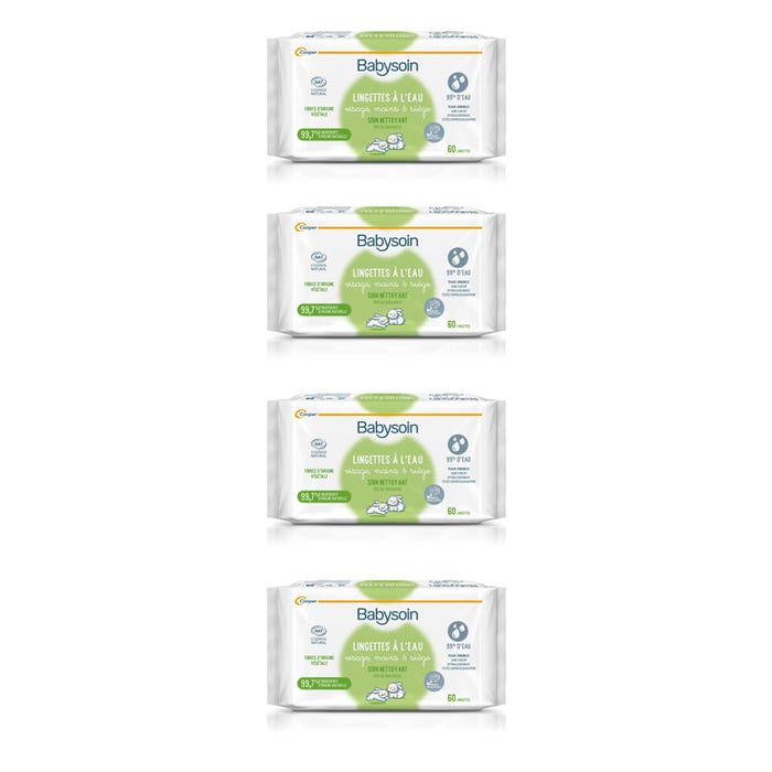 Babysoin Bioes Water Wipes From birth 4x60 Sachets