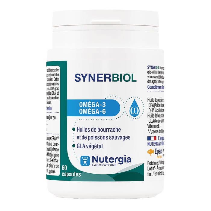 Synerbiol 60 Capsules Omegas 3 and Omegas 6 Nutergia