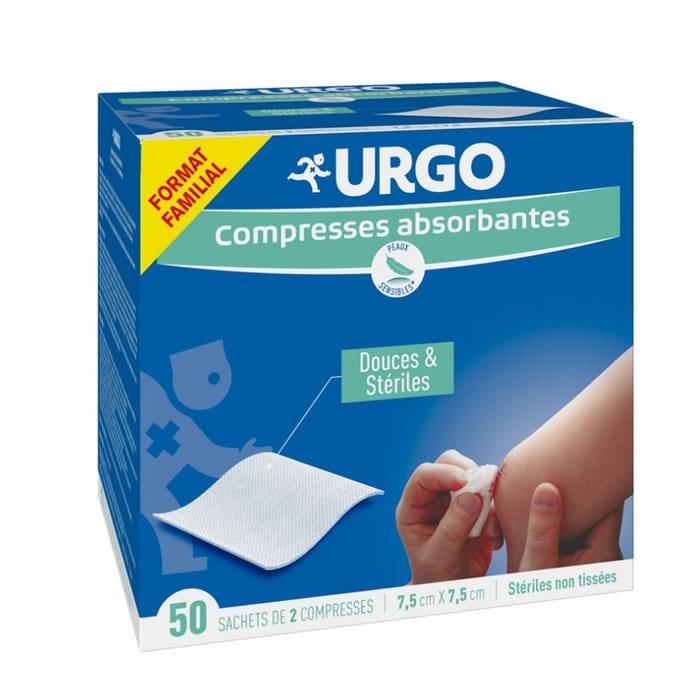 Urgo Soft & Sterile absorbent Bandages 7,5cm x 7,5cm x50