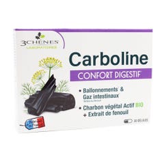 3 Chênes Carboline Intestinal Gases 30 Gélules