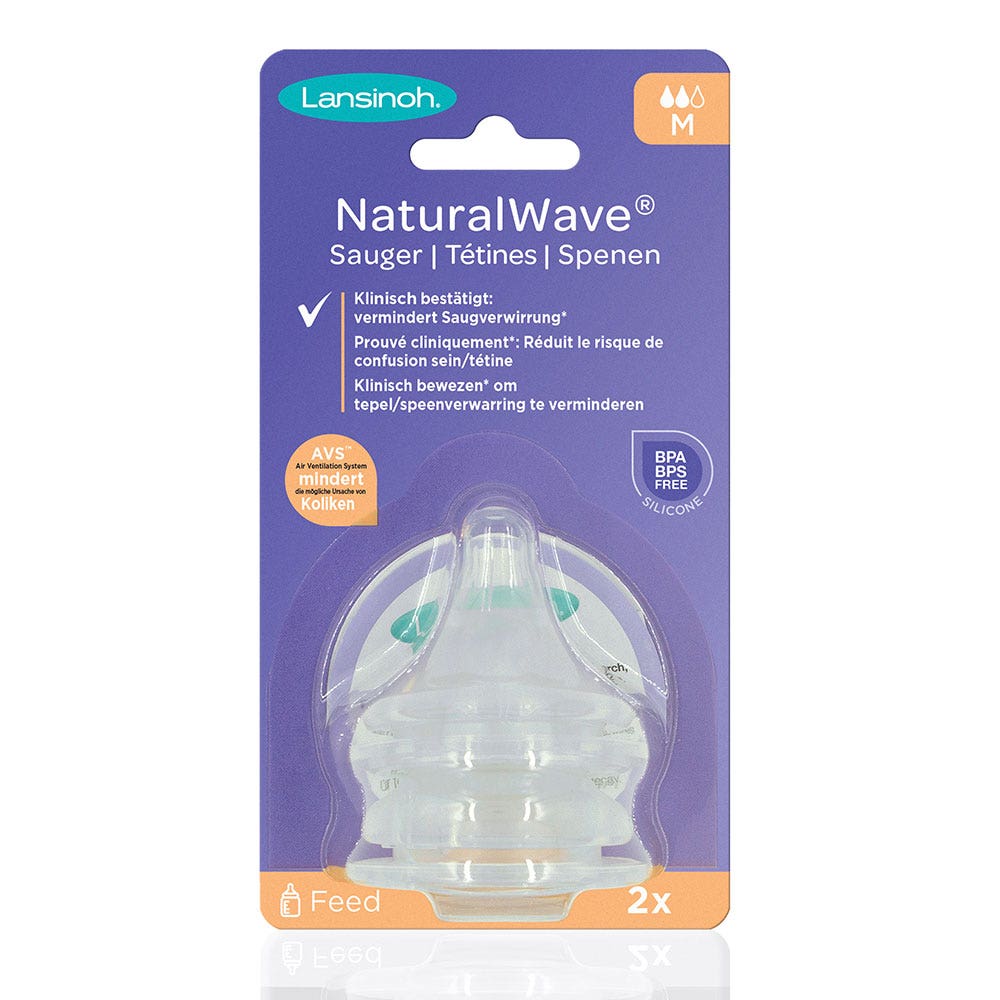 Lansinoh Natural Wave Teat M Medium Flow x2