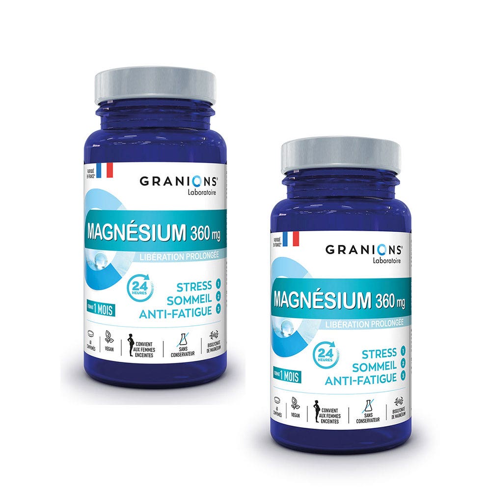 Granions Magnésium Stress Sleep Fatigue 2x60 comprimés
