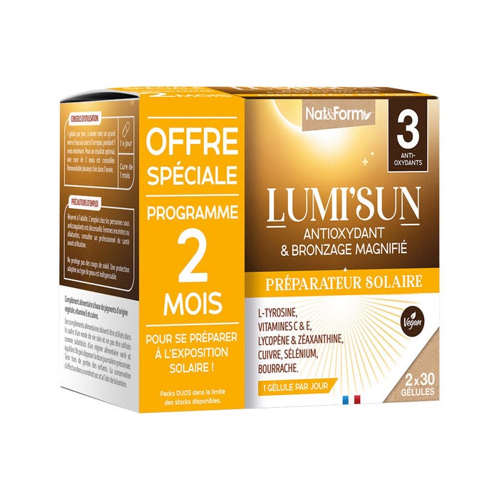 Nat&Form Lumi'Sun Sun Preparer Antioxidant and Enhanced Tan 2x30 capsules