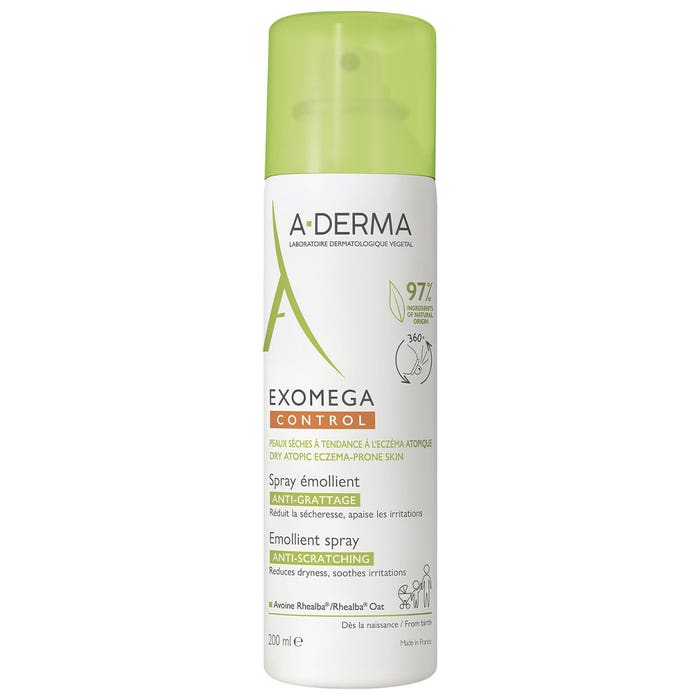 A-Derma Exomega Control Anti-Scratching Emollient Spray Dry Skin prone to Atopic Eczema 200ml