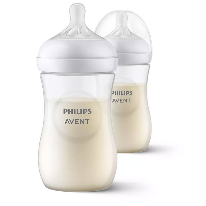 Avent Natural Response Baby Bottles Pp Silicone Teat Slow Flow Months+ 2x260ml