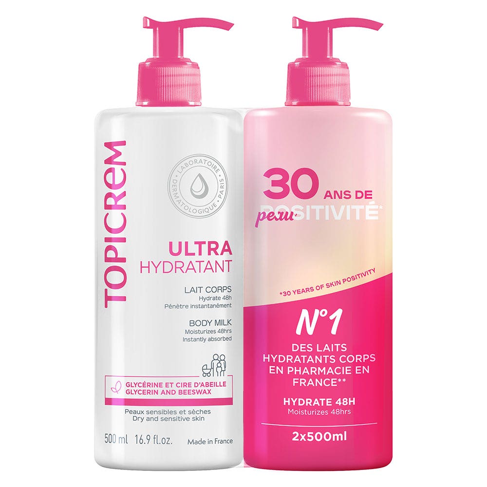 Topicrem Ultra-Hydrating Body Milk Dry sensitive skin 2x500ml - Easypara