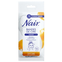 Nair COOL FACE WAX STRIPS in a clever format with MILK &amp; HONEY extracts 12 Strips
