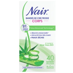 Nair NAIR COLD WAX BODY STRIPS with ORGANIC ALOE VERA extracts Dry Skin 40 Strips