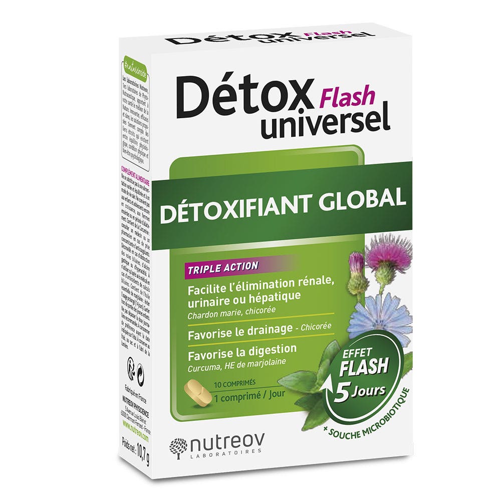 Nutreov Detox Universel Detox Flash 5 Days 10 Tablets Flash 10 comprimés