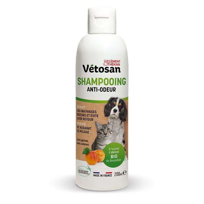 Clement-Thekan Vétosan Anti-Odour Shampoo With Organic Roussillon Apricot Extract For Cats and Dogs 200ml
