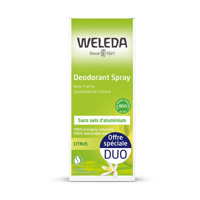 Weleda Citrus-Deodorant – 2 X 100 Ml, Ohne Aluminium, Mit ätherischen Ölen, Für Frische Den Ganzen Tag