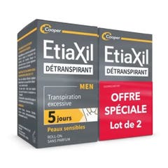 Etiaxil Detranspirants Men Underarm Roll-on Sensitive Skin 2x15ml