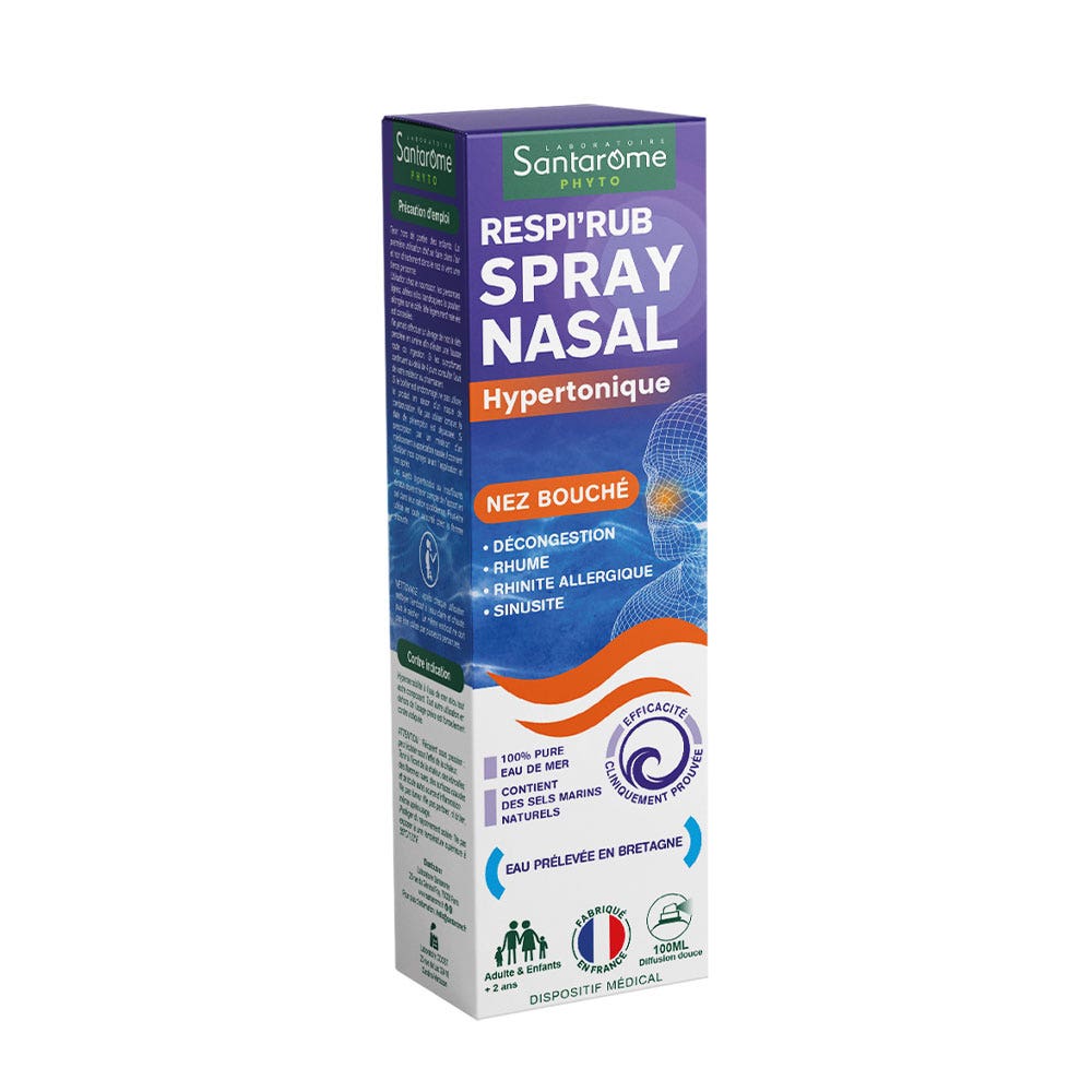 Santarome Respi'Rub Hypertonic Spray Nasal Blocked Nose 100ml - Easypara