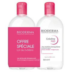 Bioderma Crealine Micellar solution make-up remover fragrance free créaline H20 H2O Sans parfum 2x500ml