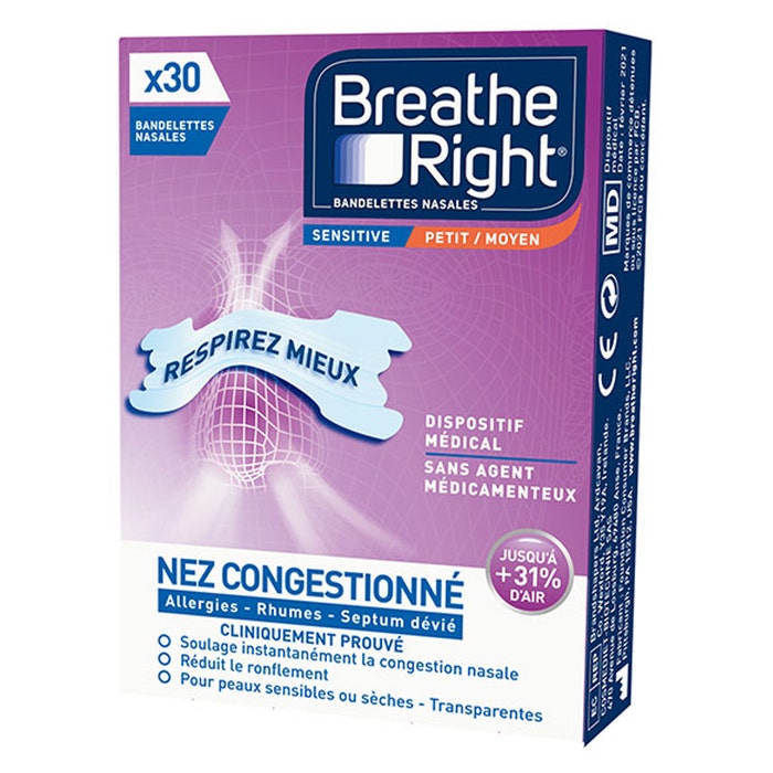 Sensitive Transparent Nose Strips Size M x30 Breathe Right