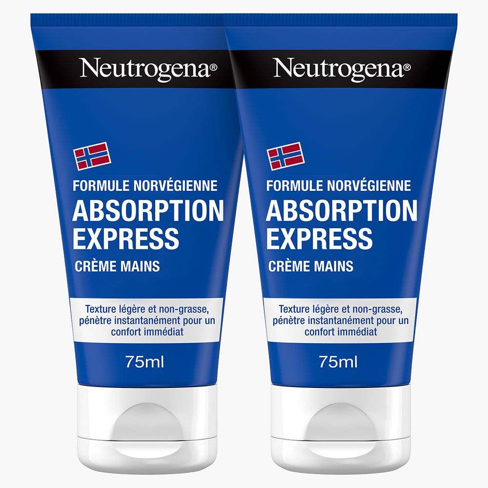 Neutrogena Absorption Express Express Hydration And Comfort Cream Dry Hands Texture légère et non-grasse 2x75ml