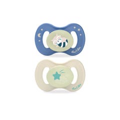 Luc Et Lea Nature Anatomical Day and Night Phosphorescent Pacifier 18 Months and Plus x2
