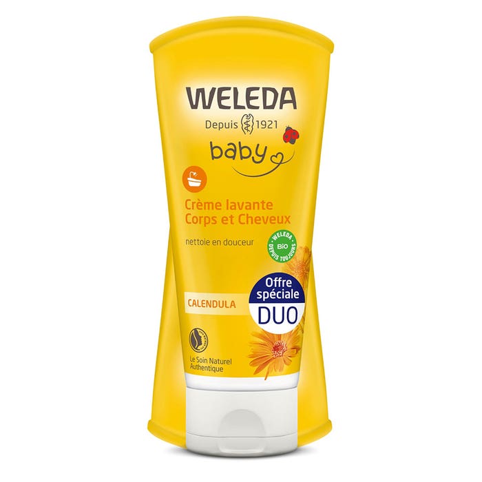 Weleda Calendula Baby Face and Body Cleansing Cream Corps et Cheveux 2x200ml