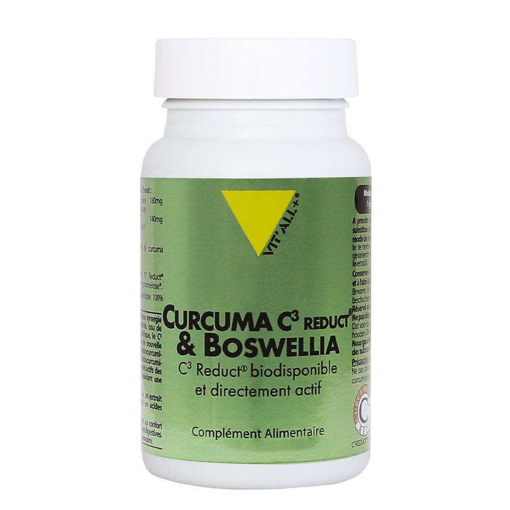 Vit'All+ Curcuma C3 Reduct® &amp; Boswellia Highly bioavailable and directly active 30 Vegetable Capsules