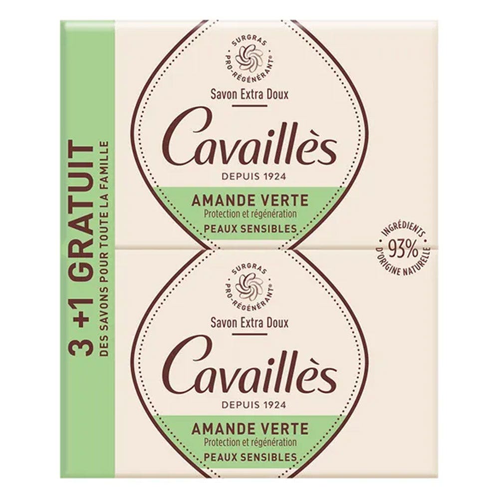 Cavaillès Extra Rich Green Almond Soap x 4 250g
