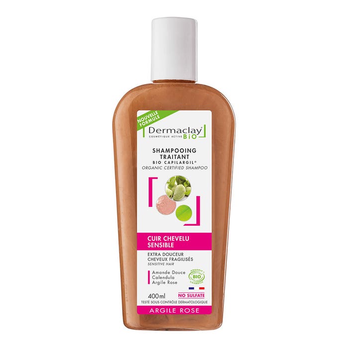 Bio Capilargil Pink Clay Shampoo For Fragile And Delicate Hair 400ml Cuir chevelu sensible Dermaclay