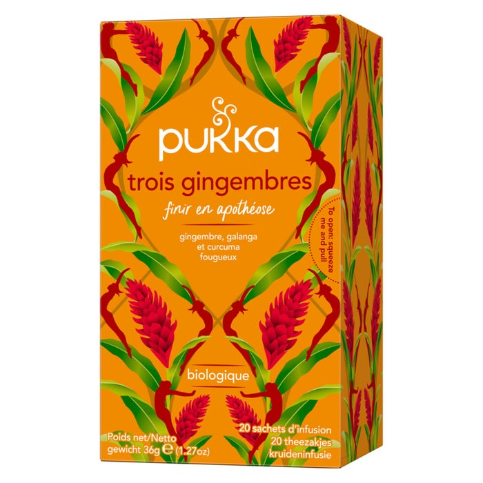 Organic Herbal Teas 3 Ginger trees 20 sachets Pukka
