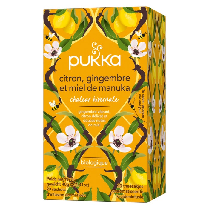 Immunity Herbal Teas - Lemon, Ginger and Manuka Honey x 20 sachets Pukka