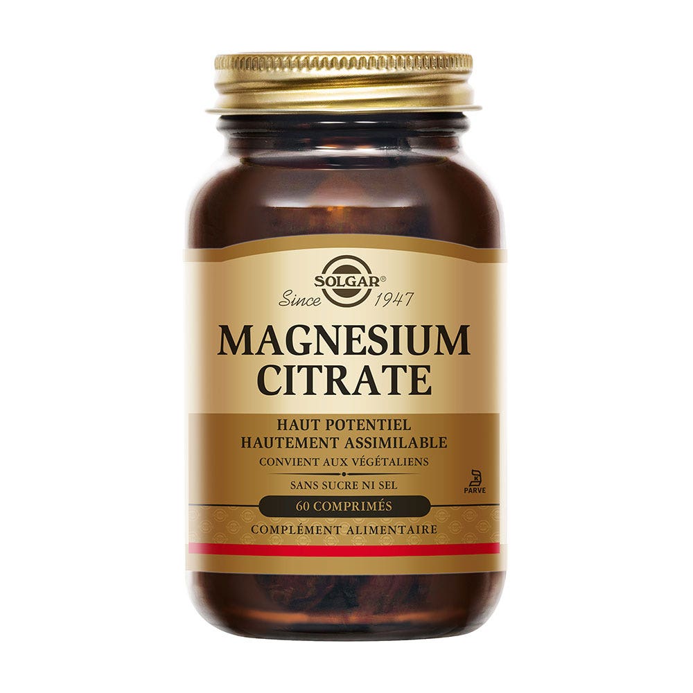 Solgar Magnesium citrate supports energy and reduces tiredness 60 capsules