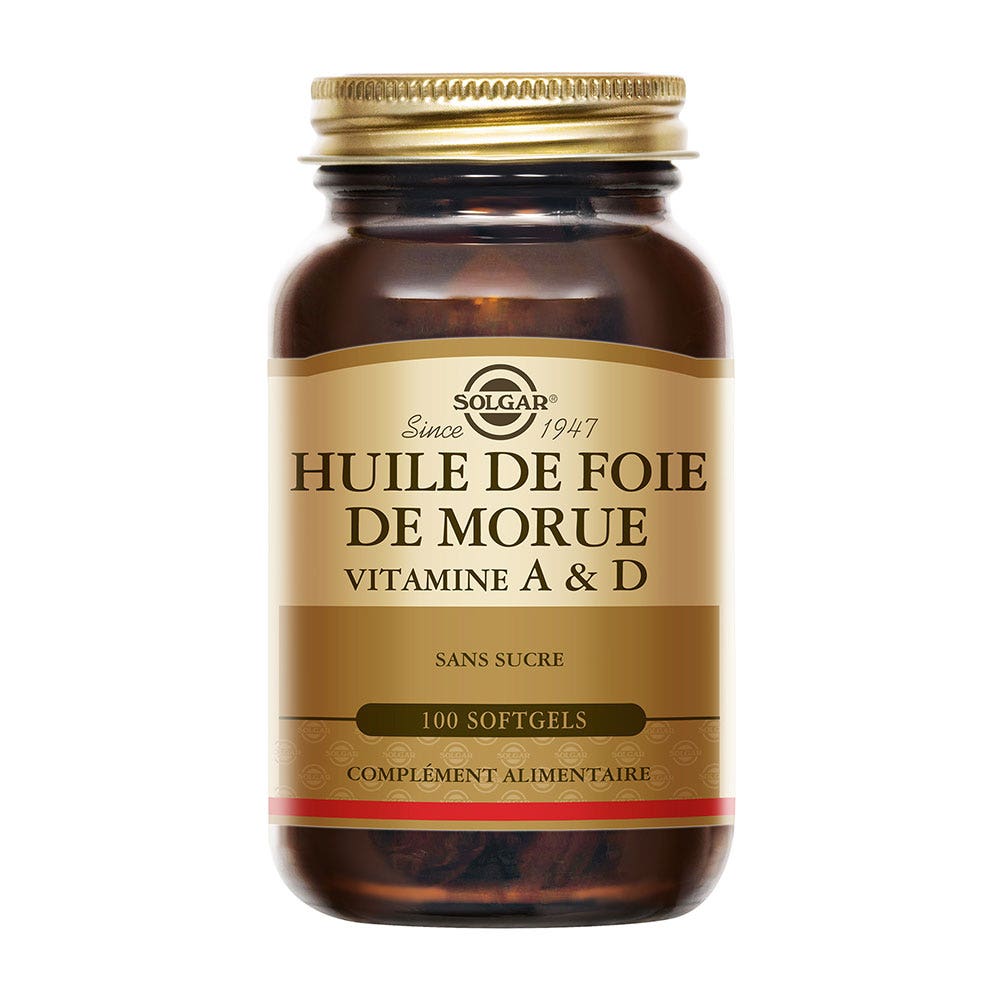 Solgar Cod liver oil vitamins A and D for vitality 100 capsules