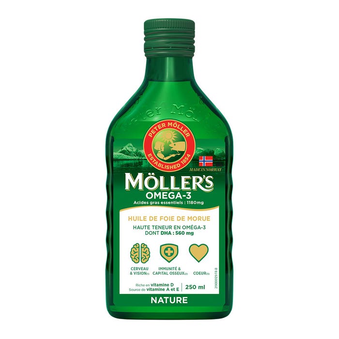 Moller'S Omega-3 Cod Liver Oil Liquid Flavour Free 250 ml - Easypara